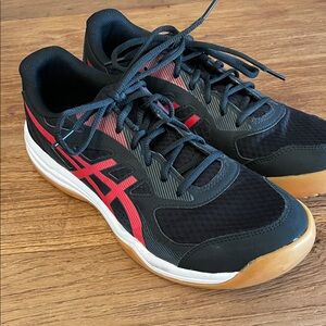 ASICS Men's Black and Red Athletic Sneakers
